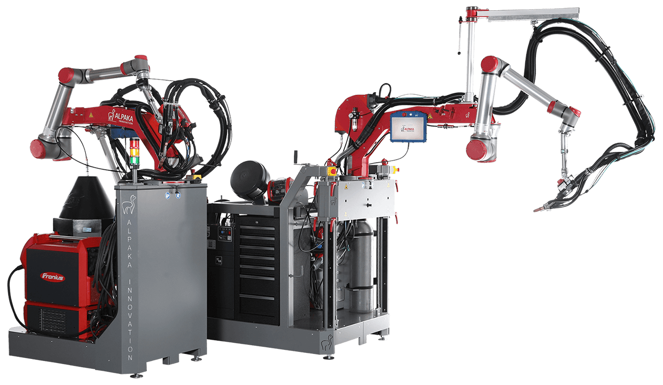 ALPAKA Schweißcobot Basic und Plus nebeneinander