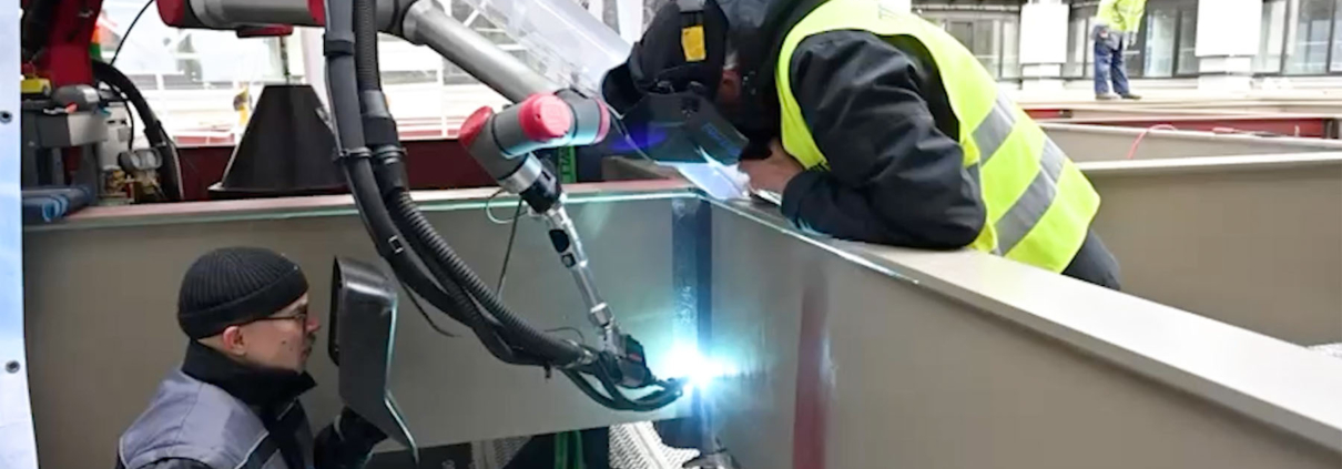 ALPAKA Innovation Schweißcobot auf der Baustelle des Rathaus Mainz